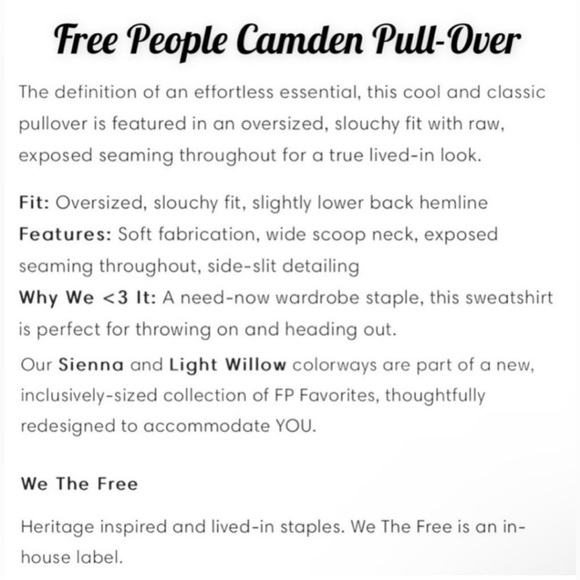 Free People We The Free Cropped Camden Sweatshirt in Meadow Size XL NEW $78.00 - Picture 12 of 16